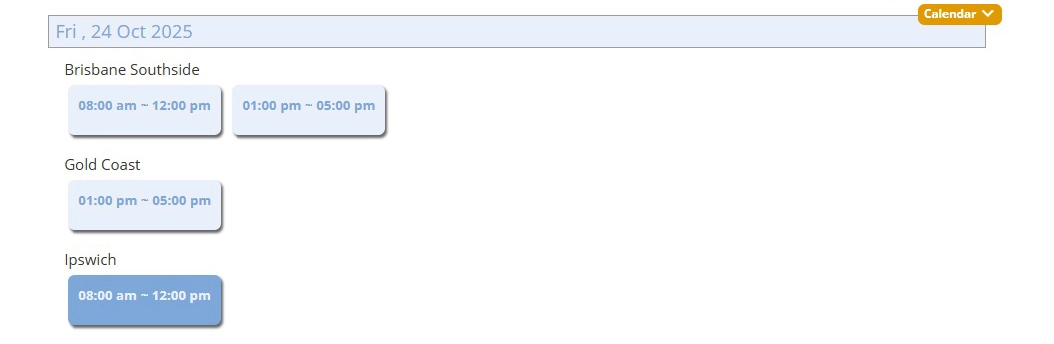 Online Booking - Step 1 Online Booking - Step 1