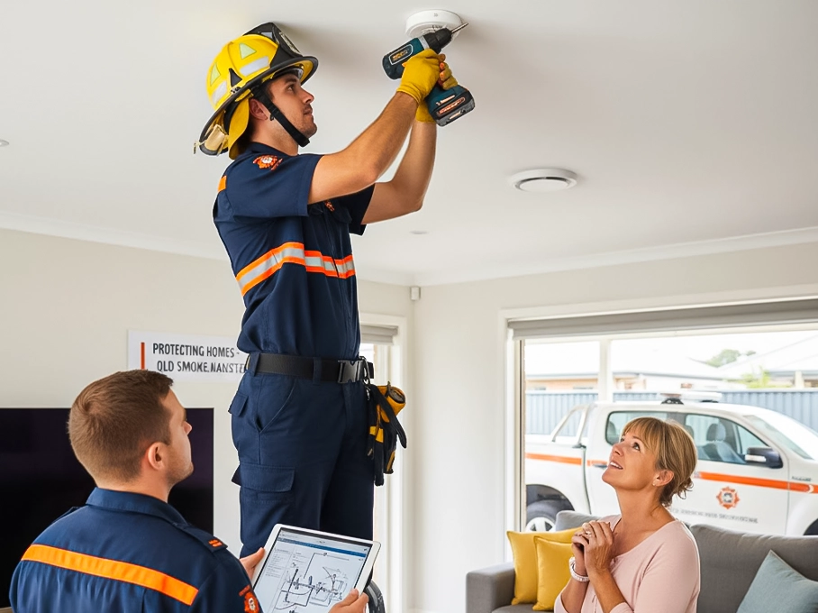 smoke alarm installations with QLD fire fighter