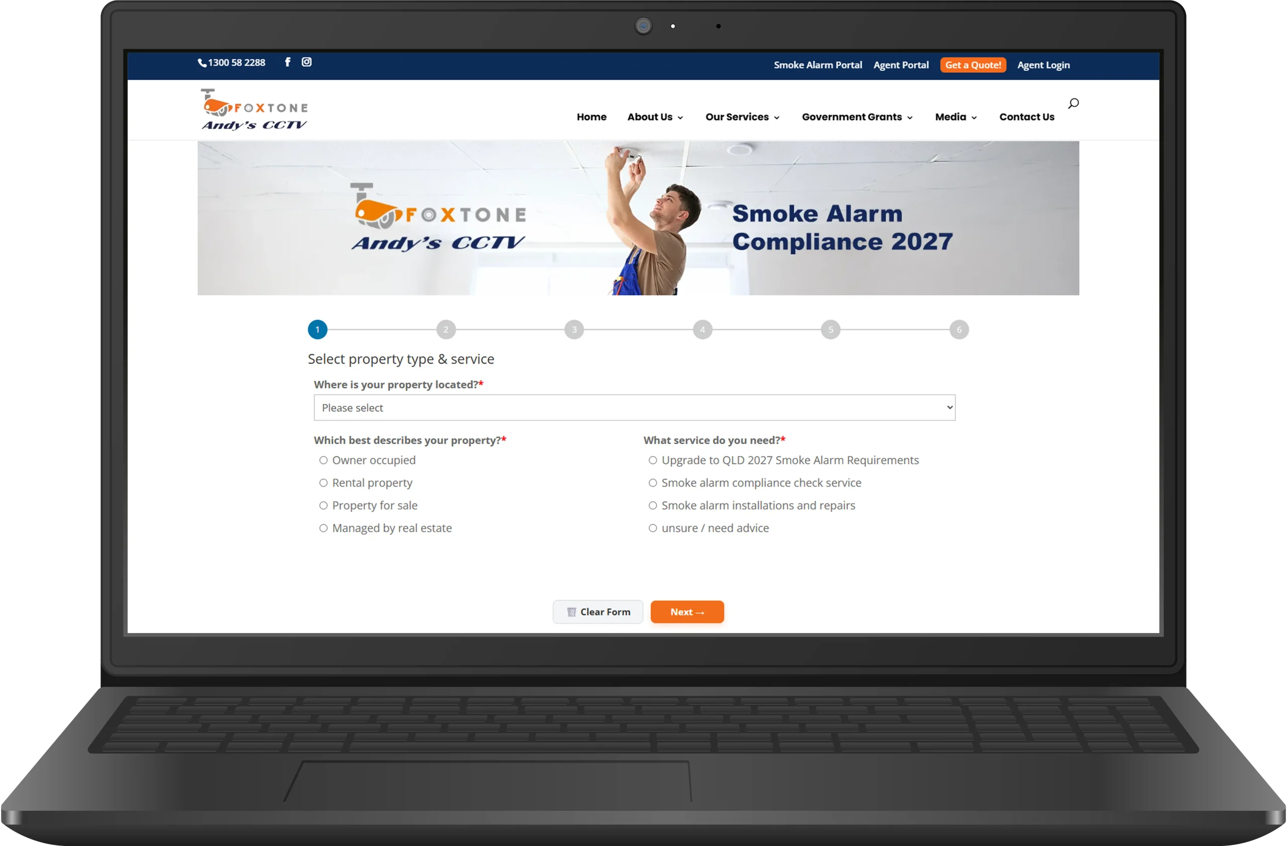 Foxtone Andy CCTV - Smoke Alarm Portal - Laptop Mockup